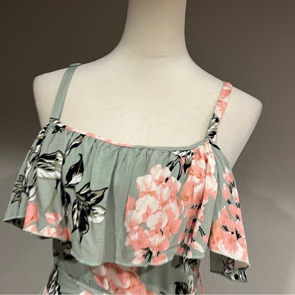 Floral asymmetrical dress with straps - Picture 2 of 15